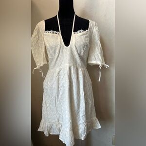 Eyelet halter cream dress Size L 8/10 NWOT. Brand: SHEIN